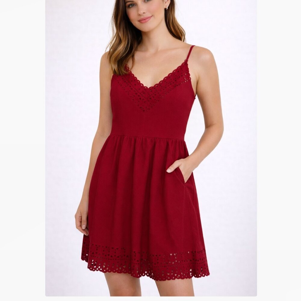 Three Hearts NWT Burgundy Lace Fit Flare Dress Junior’s Medium